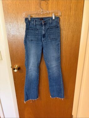 MOTHER Cropped Ankle Flare Jeans in Medium Blue